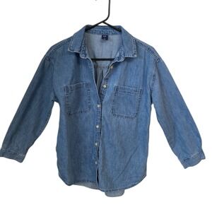 GAP Kids Youth XL Denim Chambray Soft Button Up Shirt Long Sleeve Blue